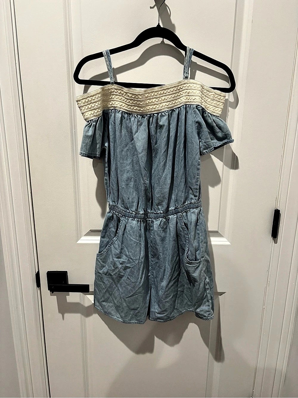 Blue Off-Shoulder Romper